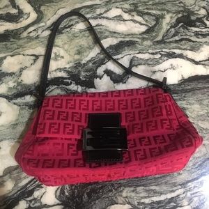 Fendi Zucca Borsa Mini Mamma Handbag in Red